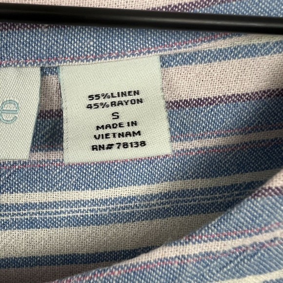 Ella Simone Womens Multicolor Striped Linen Blend Sleeveless Shift Dress Small - Picture 6 of 6